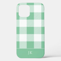 Rustikales Aqua Kariert Pattern Monogramm