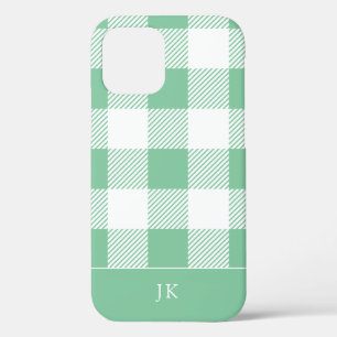 Rustikales Aqua Kariert Pattern Monogramm Case-Mate iPhone Hülle