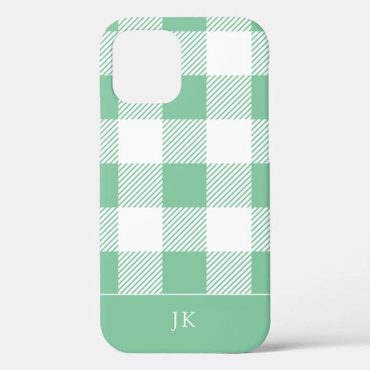 Rustikales Aqua Kariert Pattern Monogramm Case-Mate iPhone Hülle (Rückseite)