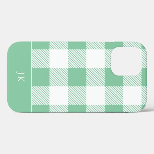 Rustikales Aqua Kariert Pattern Monogramm Case-Mate iPhone Hülle (Rückseite (Horizontal))