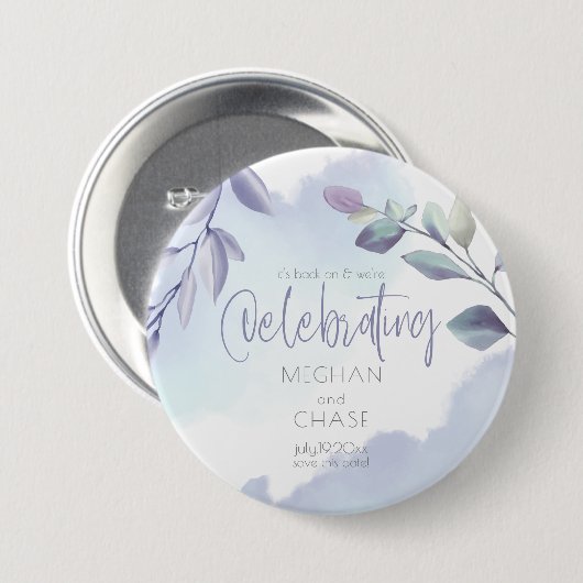 Rustikales Aqua Lilac Verlasse Save the Date Button (Vorne & Hinten)