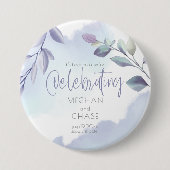 Rustikales Aqua Lilac Verlasse Save the Date Button (Vorderseite)