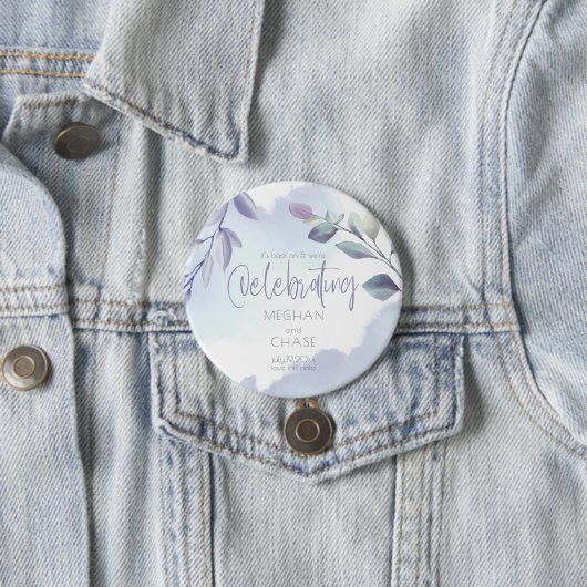 Rustikales Aqua Lilac Verlasse Save the Date Button (Beispiel)