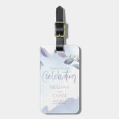 Rustikales Aqua Lilac Verlasse Save the Date Gepäckanhänger (Vorderseite vertikal)