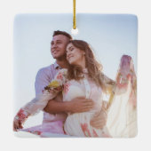 Rustikales Aqua Lilac Verlasse Save the Date Keramikornament (Rückseite)