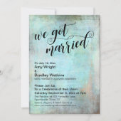 Rustikales Aqua Wir haben nur Verheiratet Empfang Einladung (Vorderseite)
