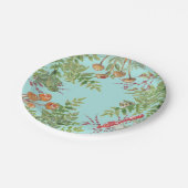 Rustikales Aqua Woodland Frosch Bee Pilz Foliage Pappteller (Schrägansicht)