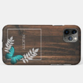 Rustikales Aquamarin Butterfly Case-Mate iPhone Ca Hülle (Rückseite (Horizontal))