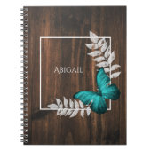Rustikales Aquamarin Butterfly-Personalisiertes No Notizblock (Vorderseite)