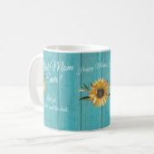 Rustikales Aquamarines blaues Sonnenblumen Beste M Kaffeetasse (Vorderseite Links)