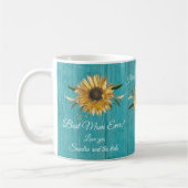 Rustikales Aquamarines blaues Sonnenblumen Beste M Kaffeetasse (Links)