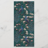 Rustikales Aquamarines Blumenvogel-Hochzeitsmenü Menükarte (Rückseite)