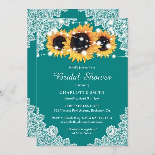 Rustikales Aquamarines Brautparty Einladung (Vorne/Hinten)