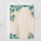 Rustikales Aquamarines Gold Rose & Elegantes Gown  Einladung (Rückseite)