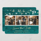 Rustikales Aquamarines Holz Hochzeit 3 Foto Save t Save The Date (Vorne/Hinten)