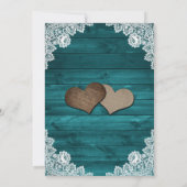 Rustikales Aquamarines Holz Spitzen Sonnenblumen B Einladung (Rückseite)