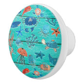 Rustikales Aquamarines Holz & unter dem Meer Freun Keramikknauf (Rechts)