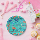 Rustikales Aquamarines Holz & unter dem Meer Freun Pappteller (Party)