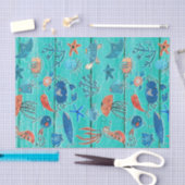 Rustikales Aquamarines Holz & unter dem Meer Freun Seidenpapier (Handwerk)