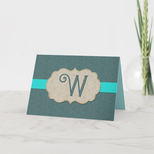 Rustikales Aquamarines Monogramm und Tan-Scallop-R (Vorderseite)