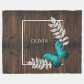 Rustikales Aquamarines Schmetterling Personalisier Fleecedecke (Vorderseite (Horizontal))