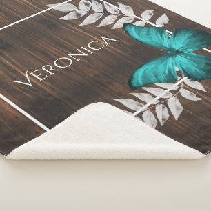 Rustikales Aquamarines Schmetterling Personalisier Sherpadecke