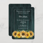 Rustikales Aquamarines Sonnenblumen-Brautparty Einladung (Vorne/Hinten)