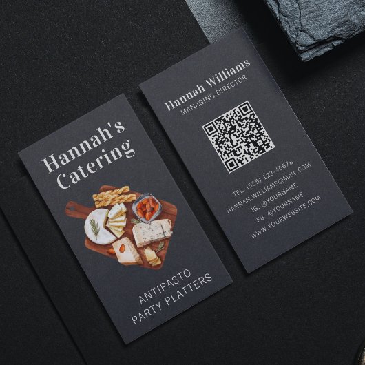 Rustikales Aquarell Antipasto Platter Catering Visitenkarte