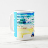 Rustikales Aquarell Beach Seashell Monogram Kaffeetasse (Vorderseite Links)