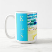 Rustikales Aquarell Beach Seashell Monogram Kaffeetasse (Links)