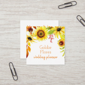 Rustikales Aquarell-Blumensonnenblumen Quadratische Visitenkarte