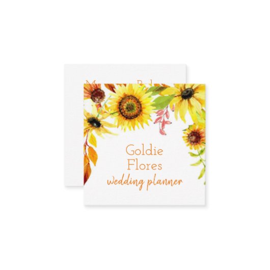 Rustikales Aquarell-Blumensonnenblumen Quadratische Visitenkarte (Vorderseite/Rückseite Beispiel)