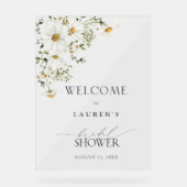 Rustikales Aquarell Daisy Brautparty Willkommen Acrylschild (Vorderseite)