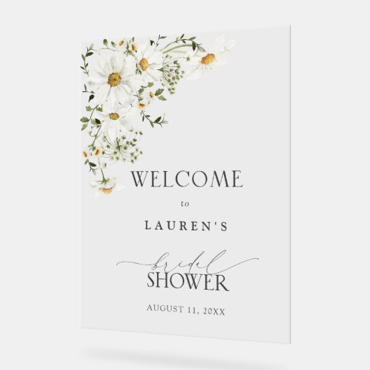 Rustikales Aquarell Daisy Brautparty Willkommen Acrylschild (Winkel)