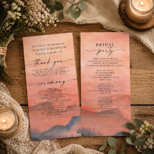 Rustikales Aquarell-Hochzeitsprogramm für den Sonn