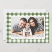 Rustikales Aquarell Kariertes Foto Erntedank Feiertagskarte (Vorderseite)