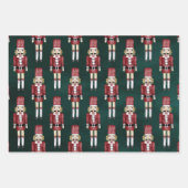 Rustikales Aquarell Red Nutcracker Muster Weihnach Geschenkpapier Set (Vorderseite 3)
