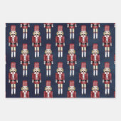 Rustikales Aquarell Red Nutcracker Muster Weihnach Geschenkpapier Set (Vorderseite 2)
