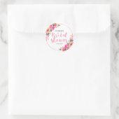 Rustikales Aquarell Rosa Blume Brautparty Runder Aufkleber (Tasche)