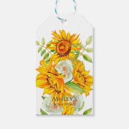 Rustikales Aquarell Sonnenblumen Brautparty Geschenkanhänger