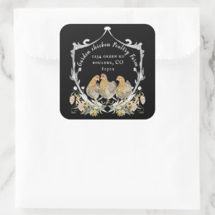 rustikales Aquarell Wappen Bauernhof Visitenkarte2 Quadratischer Aufkleber