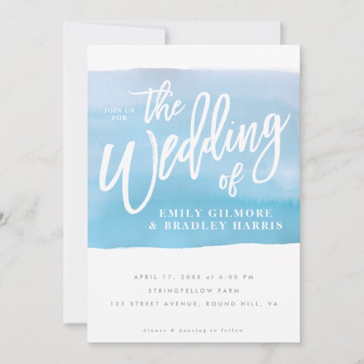 Rustikales Aquarellblau Einladung (Vorderseite)