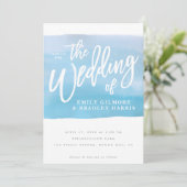 Rustikales Aquarellblau Einladung (Stehend Vorderseite)