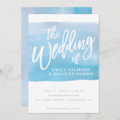 Rustikales Aquarellblau Einladung (Vorne/Hinten)