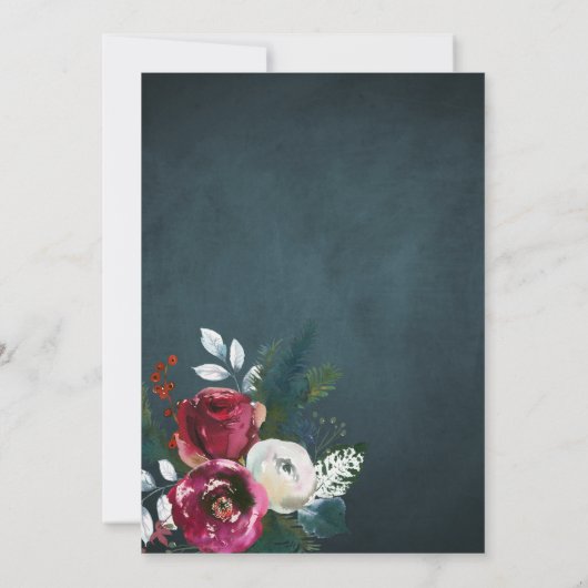 Rustikales Aquarellblütenwinterland Party Einladung (Rückseite)