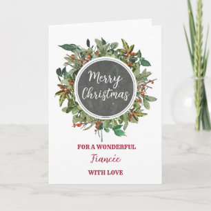 Rustikales Aquarellfarben Fiancée Frohe Weihnachte Karte