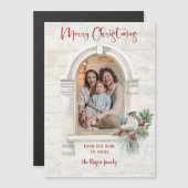 Rustikales Aquarellfenster mit Blumenbezug zu Weih Magnetkarte (Vorne/Hinten)