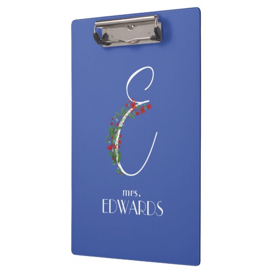 Rustikales Aquarellmonogramm E Lehrer Klemmbrett (Links)