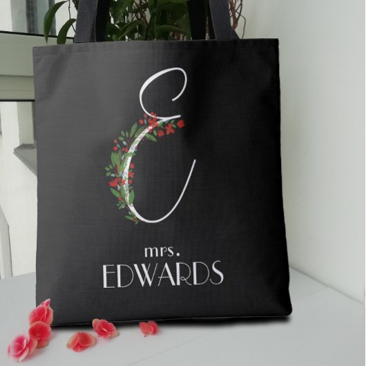 Rustikales Aquarellmonogramm E Lehrer Tasche