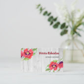 Rustikales Aquarellroter Pfeffer Blumendesign Visitenkarte (Stehend Vorderseite)